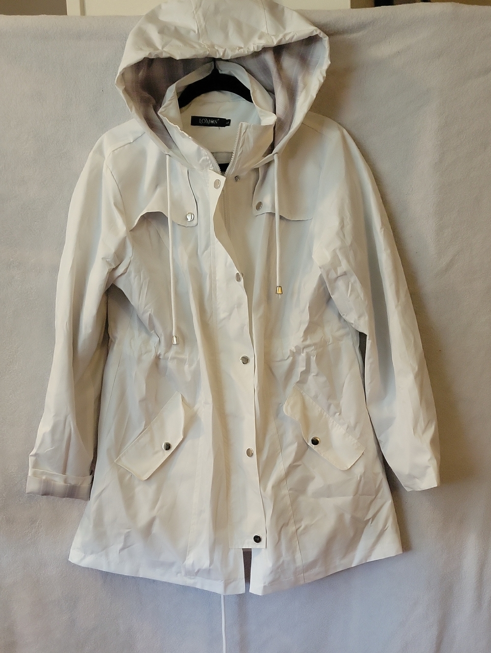 Lightweight Hooded Trench Coat — White